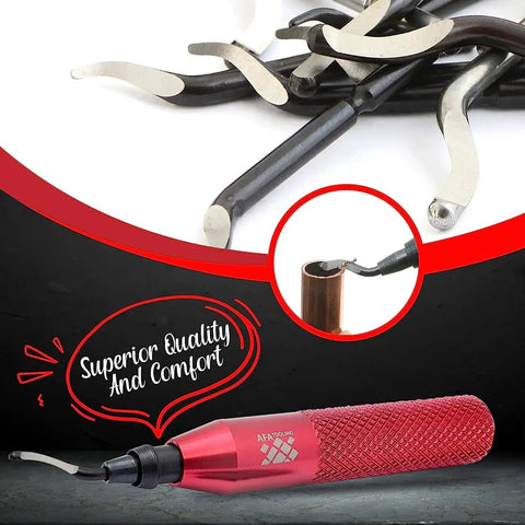 Power Red Deburring Tool With 16 High Speed Steel Swivel Blades For Metal Plastic PVC Copper Resin And 3D Printed Edges