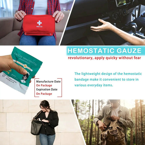 Advanced Stop The Bleed Gauze For Rapid Hemostatic Wound Packing In Medical And Survival Kits packaging and usage scenarios in various settings