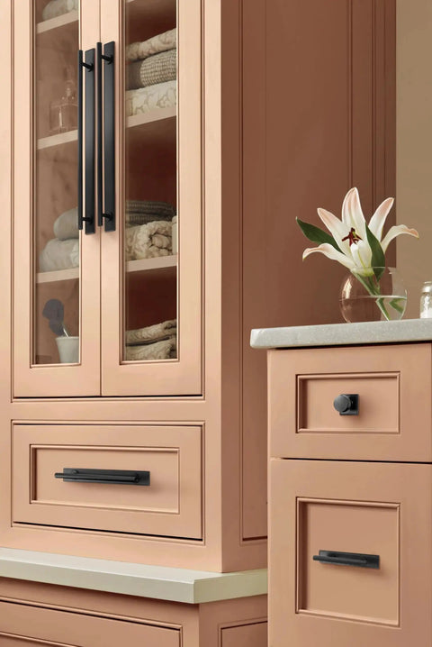 3 Inch Center To Center Rectangle Matte Black Cabinet Pull Backplate BP37601MB on kitchen cabinets