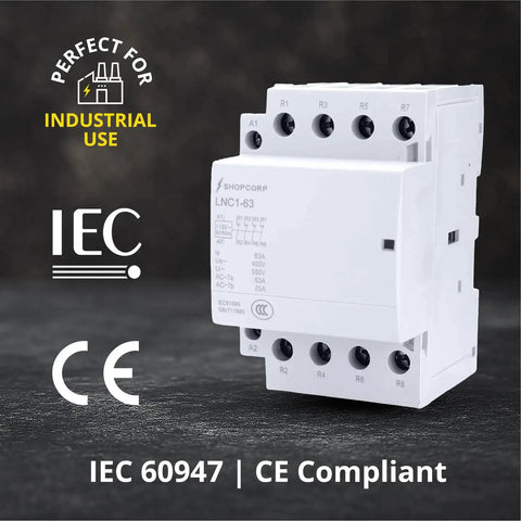 4 Pole Contactor With 110 120V Coil, 63A Normally Closed NC for industrial use, IEC 60947 and CE compliant