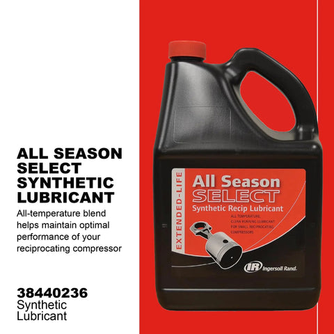 Ingersoll Rand All Season Select Synthetic Lubricant 5L bottle, black plastic container