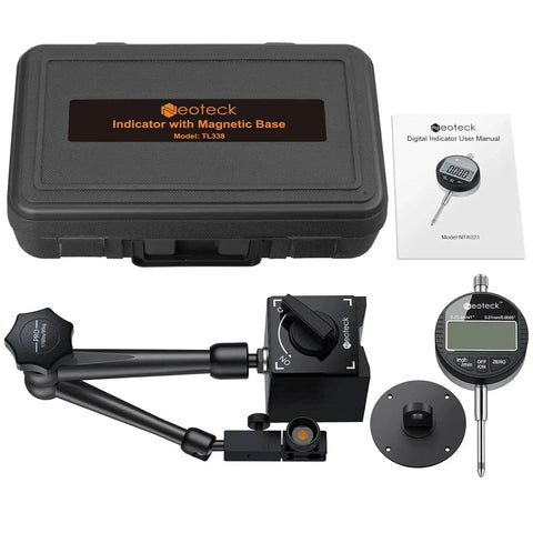 Digital Dial Indicator Gauge Set with Magnetic Base and Storage Case for 0 to 1 Inch 25.4mm High Resolution