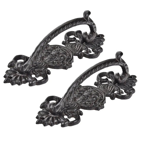 Solid Cast Iron Gate Handles Set 2 Pack Heavy Duty 8.7 Inch Long Barn Door Pulls for fence gates and cabinets, rustic farmhouse decor.