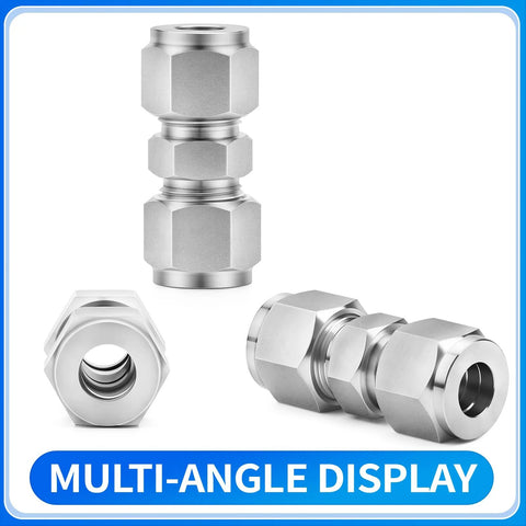 ChillWaves 304 stainless steel compression tube fittings, 1 in OD x 1 in OD union, set of 3