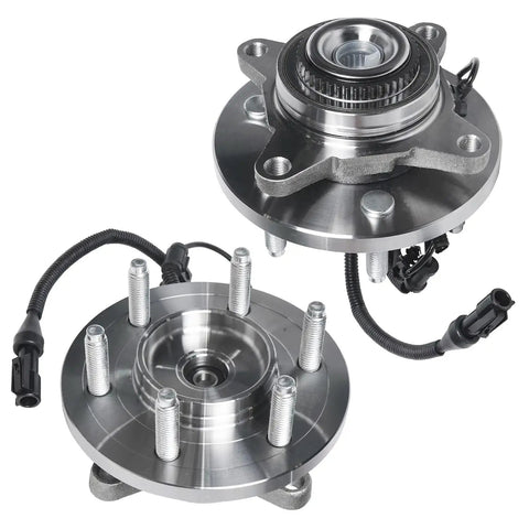 4WD Front Wheel Bearing Hubs For 2009 2010 Ford F150 Six Lug 4x4 Front Left And Right Hubs Assembly Replacement Pair Ready To Install With Sensor Wire ABS Compatible Heavy Duty Construction