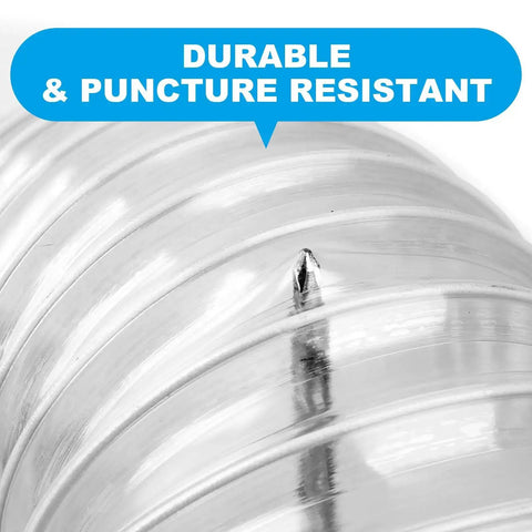 Close-up of Heavy Duty 4 Inch PVC Dust Collection Hose 50 Feet Long highlighting its durable puncture-resistant material.