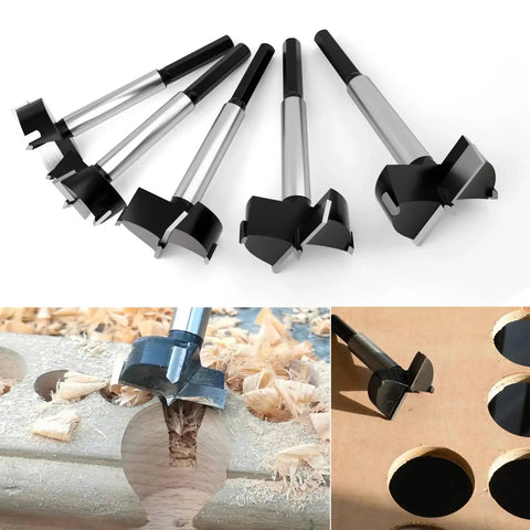 Large Size Forstner Bit Set One And Three Eighths Inch To Two And Three Quarters Inch Carbide Tipped Wood Drill Bits For Hardwood Plywood Plastic Six Piece Built For Clean Flat Bottom Holes And Smooth Sides Woodworking Essential