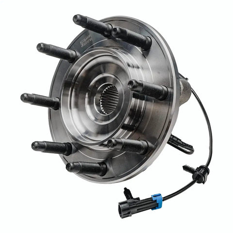 Beefy Front Wheel Bearing Hub Assembly Set For Silverado 2500 HD, 3500 HD, Sierra 2500 HD showing 8-bolt design and ABS cable