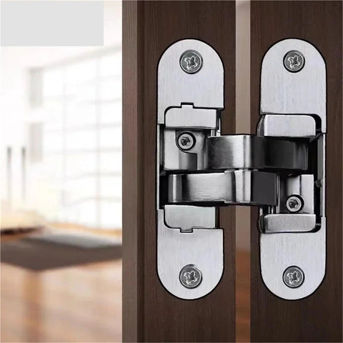 Hidden Cross Hinge For Invisible Doors With Three Dimensional Adjustable Mechanism 180 Degree Flat Folding Wooden Door Hardware