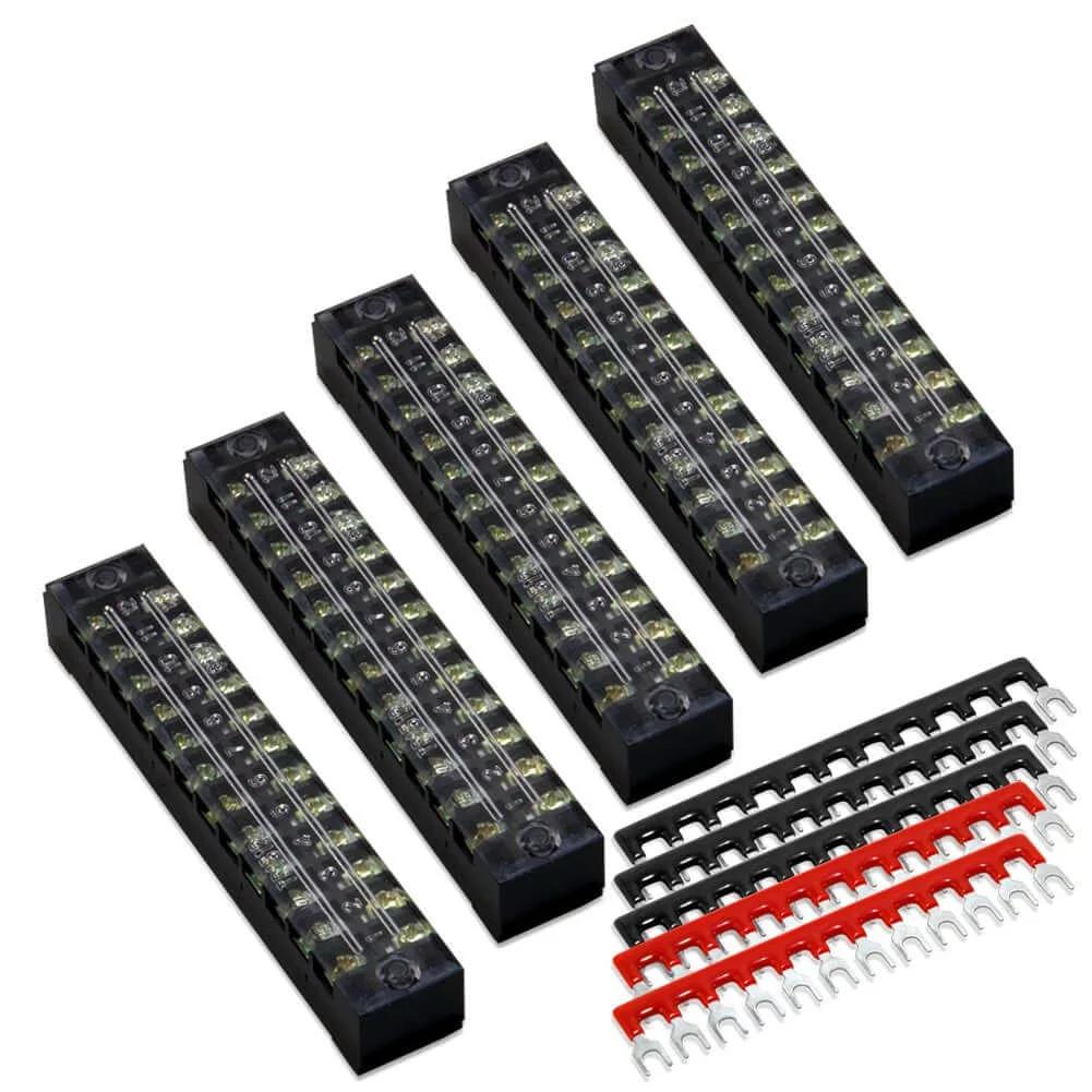 Dual Row Termina Dual Row 12 Position Screw Terminal Strip Block With C...