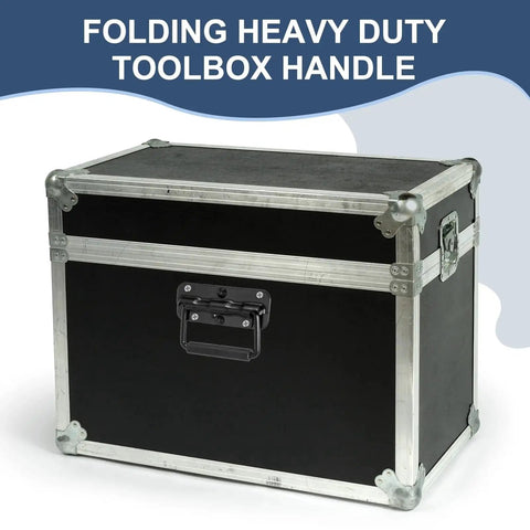 Folding Heavy Duty Toolbox Handle Set Spring Loaded With Rubber Surface attached to black storage box