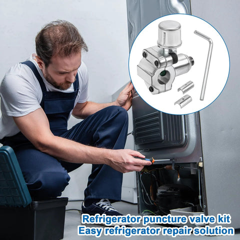 Metal refrigerator line tap valve kit with 2 BPV-31 piercing valves, 2 hex keys and 4 adapters