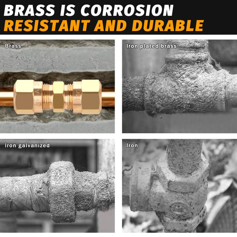 HaSaoMoi D.O.T brass compression straight union fitting 3/8 inch for nylon tubing
Iron plated brass pipe joint with heavy corrosion
Iron galvanized pipe section with rust and scale
Iron pipe fitting showing corrosion and grime