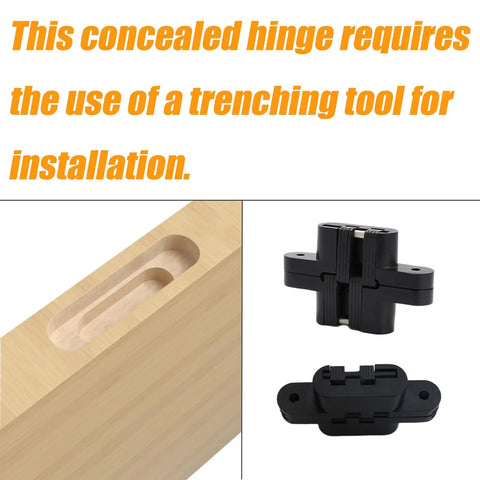 One Pair Hidden Gate Hinge Stainless Steel Invisible Door Hardware Concealed Barrel Hinge For Wood Doors Black Finish