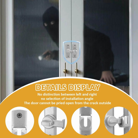 Six Pack Barn Door Lock Set For Privacy And Security Latches, aluminum alloy 90 and 180 degree angles installed on door