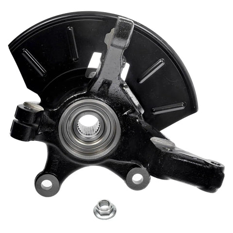 Close-up of front steering knuckle from 2 Front Steering Knuckles And Wheel Bearing Hubs Heavy Duty Replacement Kit for Ford Escape Mazda Tribute
