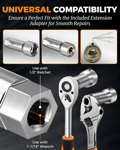 Axle Spindle Rethreading Kit For Mechanics, 16 Piece Precision Restorer Master Repair Set with tool and wrench view