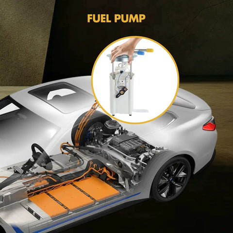 Illustration of a fuel pump installation in a vehicle, highlighting the Beefed Up High Performance Electric Fuel Pump For 2002 2004 Chevy Suburban 1500 LS LT Z71 And GMC Yukon XL 1500 SLE SLT 5.3L V8 With OE Numbers E3560M MU1379 MU1050 67457 P74905M FG0811.