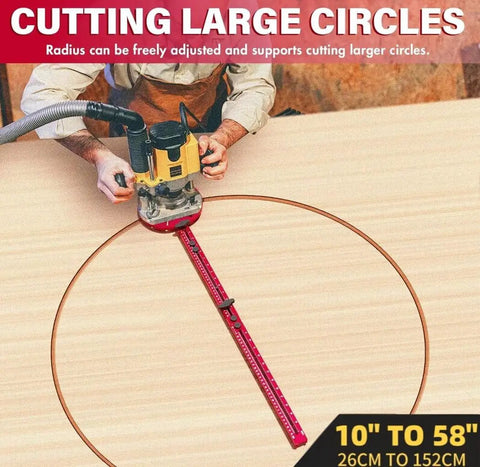 4 In 1 Router Milling Groove Bracket Aluminum Alloy Circle Cutting Jig For Routers in use cutting large circle, rose red