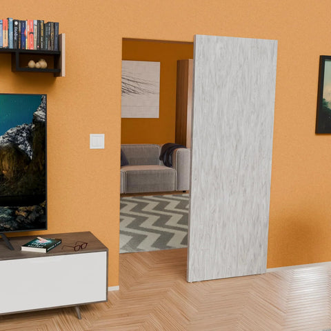 Soft Close Concealed Door Hardware Kit With Hidden Sliding Track for 31 to 43 Inch Doors installed in modern interior