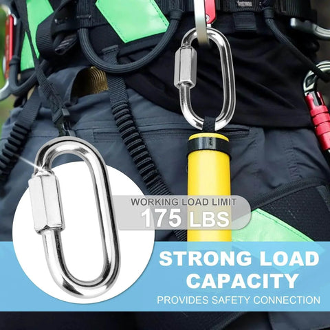 10 Pack 1.5 Inch 304 Stainless Steel Quick Links Locking Carabiner Chain Repair Links 175 Lbs Capacity for Outdoor Gear in use