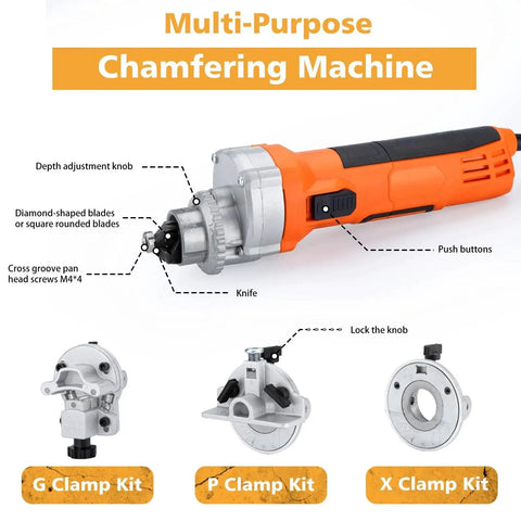 Powerful 850W Handheld Chamfer Tool For Trimming Beveling And Deburring, 120V 60Hz Metal Chamfering Machine PT-100 with accessories
