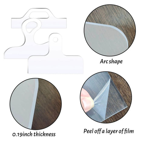 Clear Acrylic Router Templates Set For Charcuterie Boards And Cutting Boards, 4 Pcs showing arc shape and film peel detail