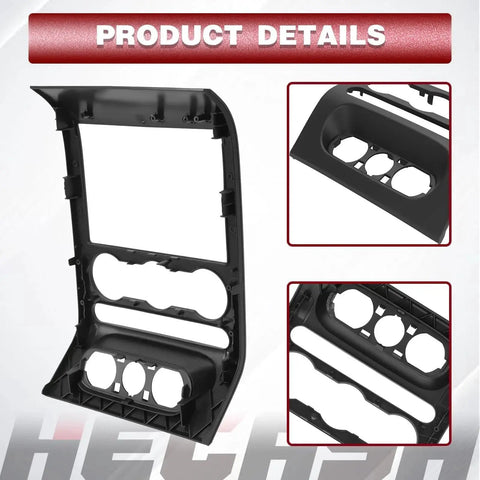 Center Dash Radio Bezel Trim Panel For 2004 To 2008 Ford F150 Replacement showing ABS material and snap-in design