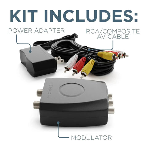 RCA To RF Modulator For Coax TV Setup Converts Composite Video And Audio To Channel 3 Or 4 with AV cable and power adapter