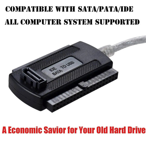 Plug And Play SATA IDE USB Two Point Zero Hard Drive Adapter Cable With External Power Supply