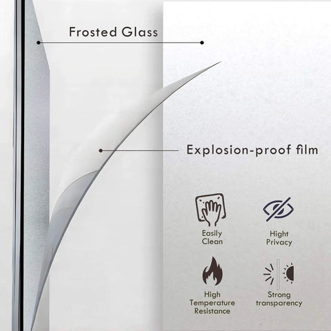 Frosted glass with explosion-proof film detailing high privacy, easy clean, temperature resistance for 3 Lite Glass Bi Fold Barn Doors