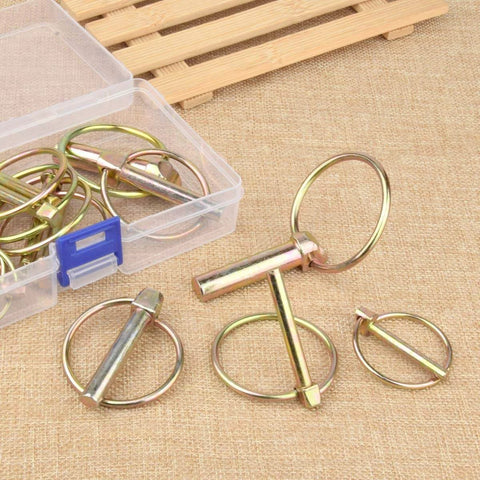 Beefy Heavy Duty Lynch Pin Set 0.39 Inch Self Locking Trailer Hitch Pins Kit Zinc Plated Steel 0.394 x 1.75 Inch 6 Pack