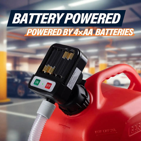 Portable Fuel Transfer Pump With Auto Stop Sensor And Overflow Protection, Kit With 4 Tank Adapters, 4AA Battery Powered