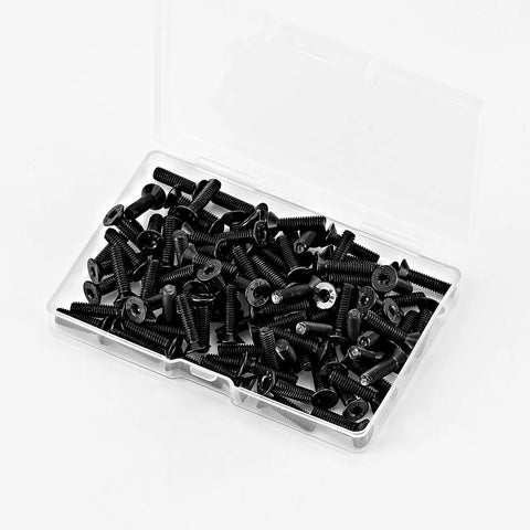Box of 100 pieces of 4mm X 16mm Flat Head Hex Socket Cap Screws Pro Grade 0.7mm Pitch 10.9 Alloy Steel Black Oxide Countersunk Machine Screws