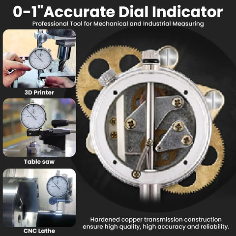 Pro Grade Dial Indicator With Magnetic Base And Point Precision Inspection Set Long Arm Dial Test Indicator 0 To 1 Inch Range 0.001 Inch Resolution Magnetic Base Holder With Fine Adjustment Blue