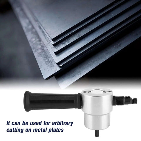 Double Head Metal Nibbler Drill Attachment For Electric And Pneumatic Tools, 160A Cutter in use cutting metal plates