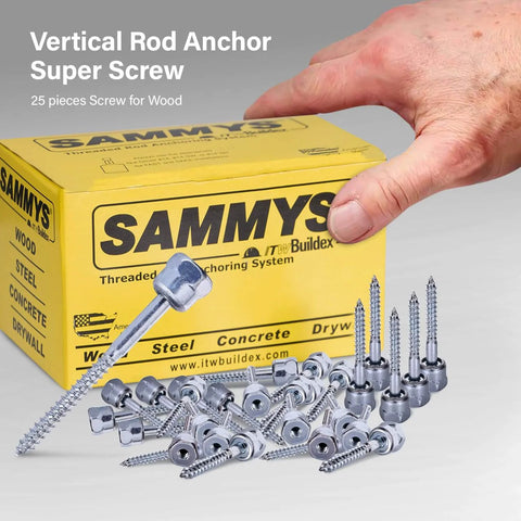 Vertical Threaded Rod Anchor For Wood With Zinc Finish, DIY Friendly Easy No Pre Drill Install, 1/4x3 inch, pack of 25