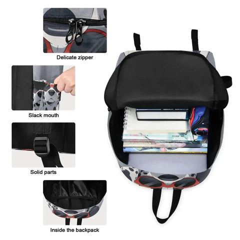 Dalmatian Print Backpack With Insulated Lunch Cooler, Lightweight 15.6 Inch Laptop Daypack For Women And Men, Travel Book Bag With Multiple Pockets