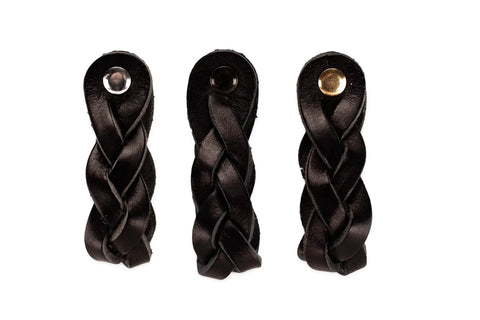 Braided Leather Drawer Pulls Set In Black Six And A Half Inch Length By One Inch Width Fashioned With Durable Leather For Dresser