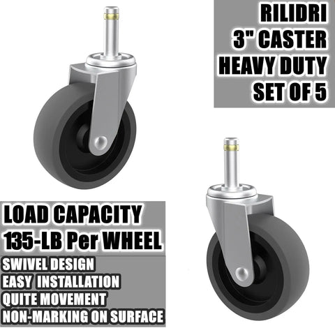 Replacement Casters For Brute Trash Bin Dollies Set Of 5 3 Inch Swivel Stem Wheels With 375 Lbs Capacity Per Set Compatible View