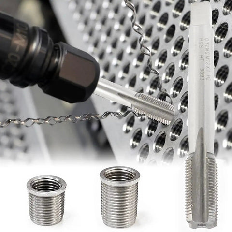 Spark Plug Thread Repair Kit With M10 X 1.0 Bolt And M12 X 1.0 Tap, stainless steel inserts, easy auto engine thread repair tool