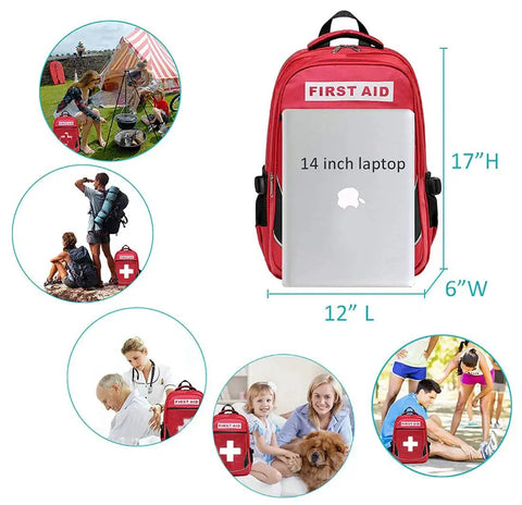 Red First Aid Bag For Travel And Emergency Response With Large Capacity And Multi Pocket Organizer Waterproof Nylon Medical Kit