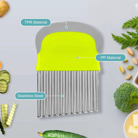 Dope Two In One Spiral Slicer And Crinkle Cutter For Veggies And Fries Stainless Steel Kitchen Tool with ergonomic handle