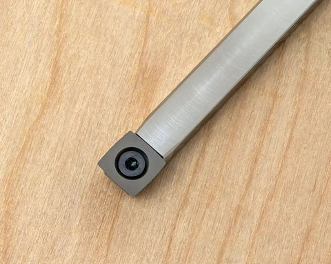 Close-up of carbide detailer from the Five Piece Mid Size Carbide Woodturning Tools Set With Interchangeable Handle For Wood Lathe