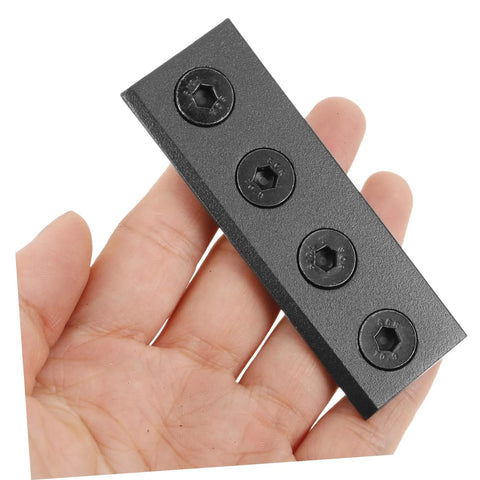 1 Set Barn Door Track Connector Kit For Sliding Barn Doors, Hardware Connecting Adapter showing steel melding plate in hand