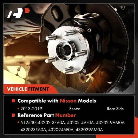 Rear Wheel Bearing And Hub Assembly 5 Lug For Nissan Sentra 2013 2019 Two Pack Beefed Up High Load Capacity With Ball Bearing