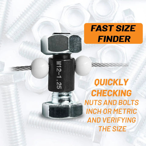 Nut And Bolt Thread Checker High Speed Steel Gauge For Standard And Metric Complete SAE Male Female Gauge With Precise Measurements For Shop Pros Mechanics Builders And Engineers Stalye positioned among nuts and bolts for size verification.
