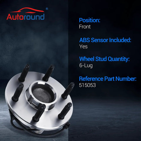 Front Wheel Hub And Bearing Assembly Compatible With Cadillac Escalade 2002-2006 front view showing 6-lug design