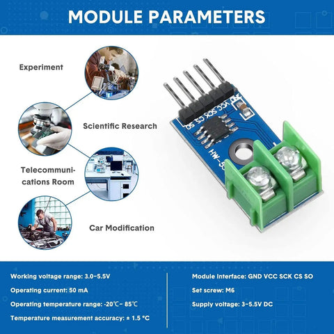 Four Pack Max6675 Thermocouple Module And K Type Temperature Sensor Kit for Arduino and Raspberry Pi with M6 screw mount.