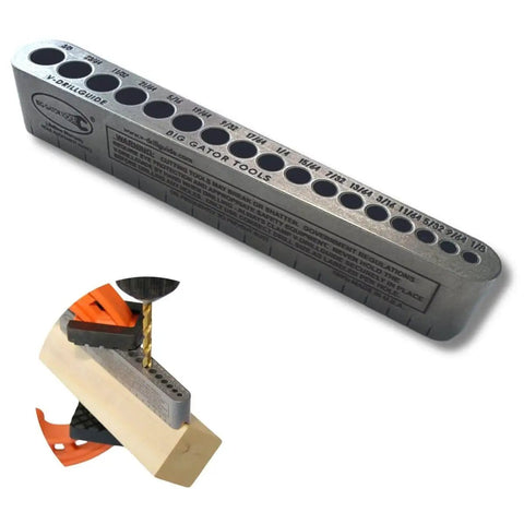 Pro Grade Drill Guide With Seventeen Size Range From 1/8 To 3/8 In 1/64 Increments, Heat Treated Nickel Alloy Steel, Installed